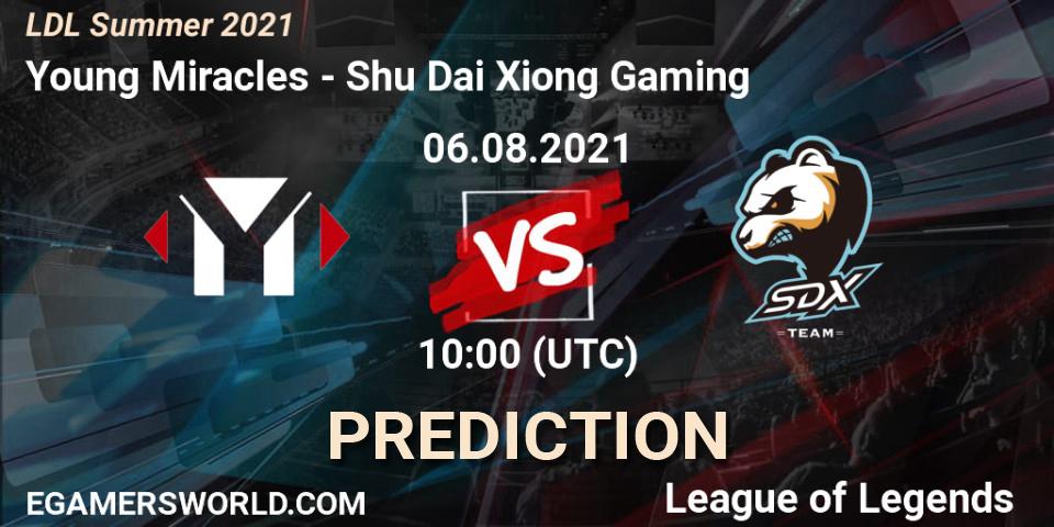 Prognose für das Spiel Young Miracles VS Shu Dai Xiong Gaming. 06.08.21. LoL - LDL Summer 2021