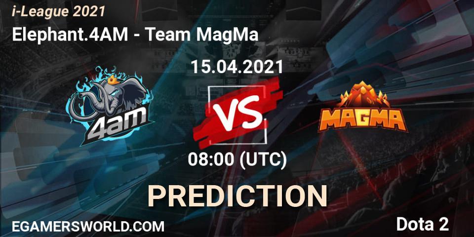 Prognose für das Spiel Elephant.4AM VS Team MagMa. 15.04.2021 at 08:06. Dota 2 - i-League 2021 Season 1