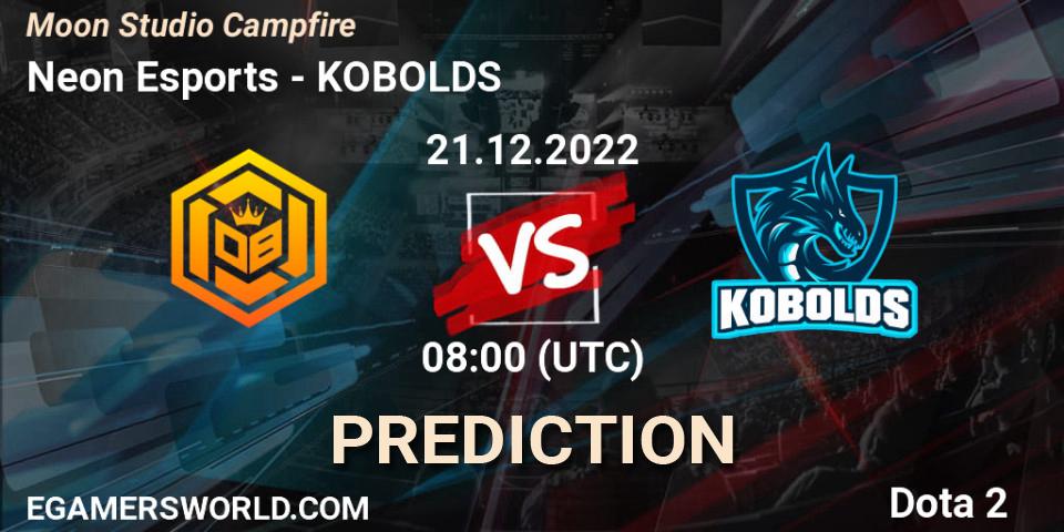 Prognose für das Spiel Neon Esports VS KOBOLDS. 21.12.2022 at 08:21. Dota 2 - Moon Studio Campfire