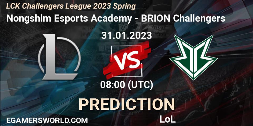 Prognose für das Spiel Nongshim Esports Academy VS Brion Esports Challengers. 31.01.23. LoL - LCK Challengers League 2023 Spring