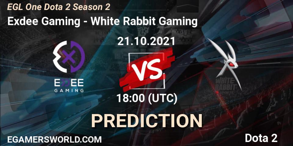 Prognose für das Spiel Exdee Gaming VS White Rabbit Gaming. 21.10.21. Dota 2 - EGL One Dota 2 Season 2