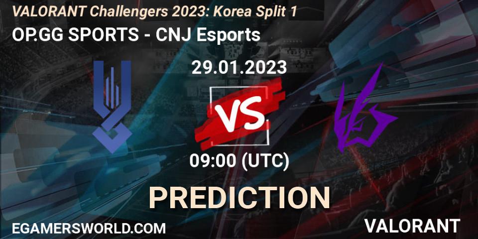 Prognose für das Spiel OP.GG SPORTS VS CNJ Esports. 29.01.23. VALORANT - VALORANT Challengers 2023: Korea Split 1