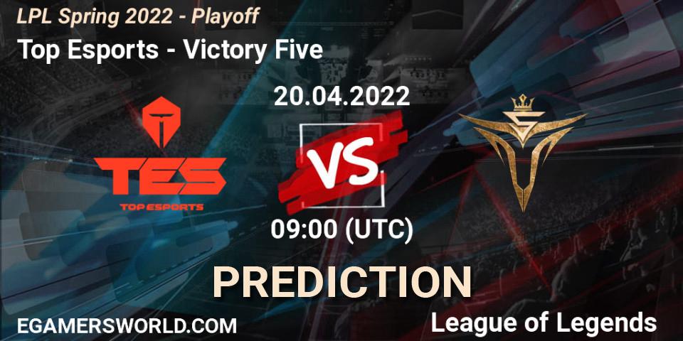Prognose für das Spiel Top Esports VS Victory Five. 20.04.22. LoL - LPL Spring 2022 - Playoff