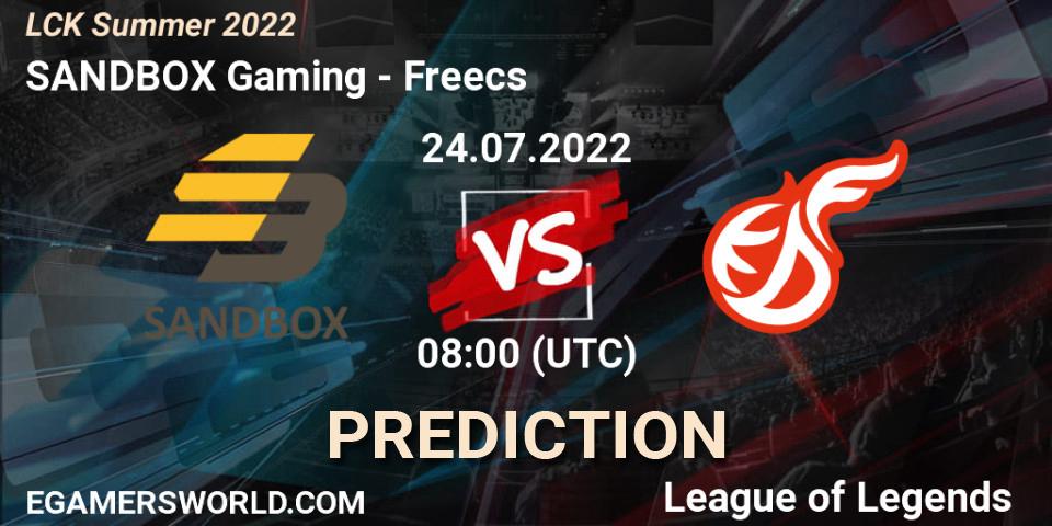 Prognose für das Spiel SANDBOX Gaming VS Freecs. 24.07.22. LoL - LCK Summer 2022