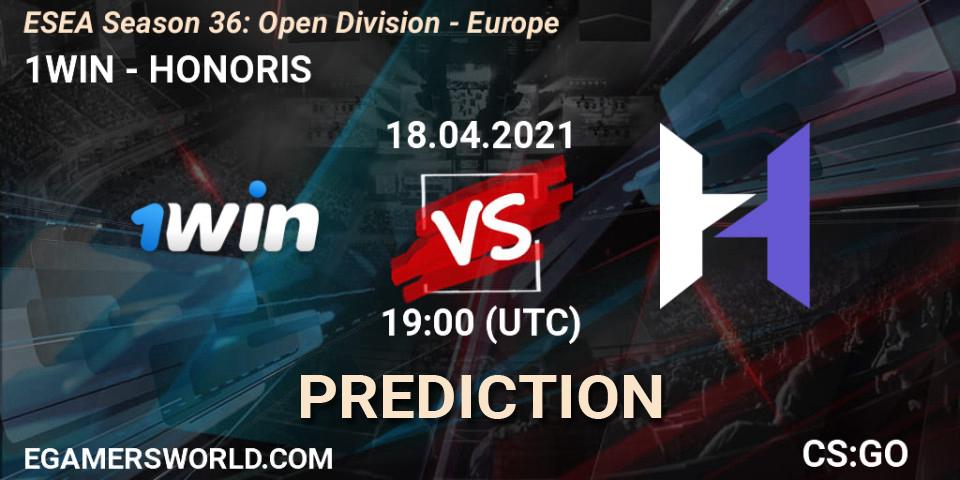 Prognose für das Spiel 1WIN VS HONORIS. 18.04.21. CS2 (CS:GO) - ESEA Season 36: Open Division - Europe