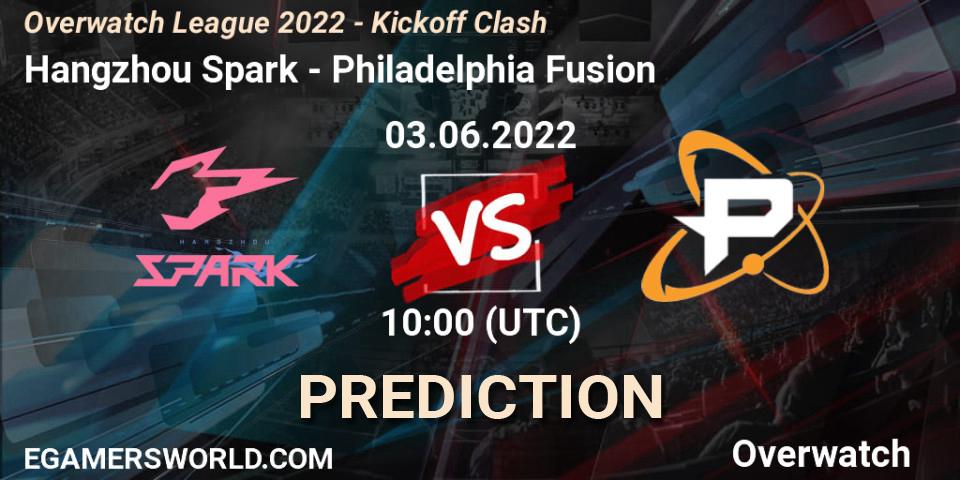 Prognose für das Spiel Hangzhou Spark VS Philadelphia Fusion. 03.06.22. Overwatch - Overwatch League 2022 - Kickoff Clash
