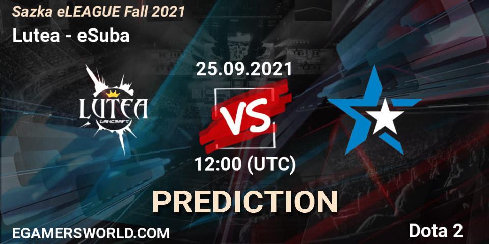 Prognose für das Spiel Lutea VS eSuba. 25.09.21. Dota 2 - Sazka eLEAGUE Fall 2021