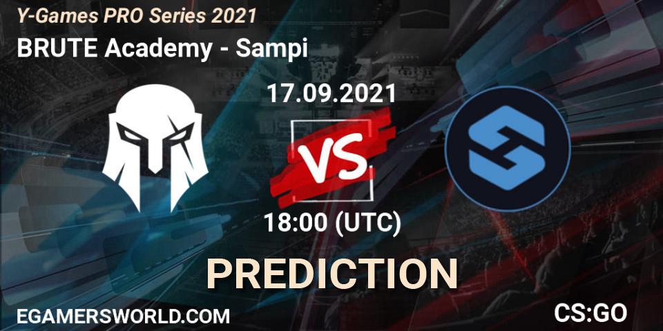 Prognose für das Spiel BRUTE Academy VS Sampi. 17.09.2021 at 18:00. Counter-Strike (CS2) - Y-Games PRO Series 2021