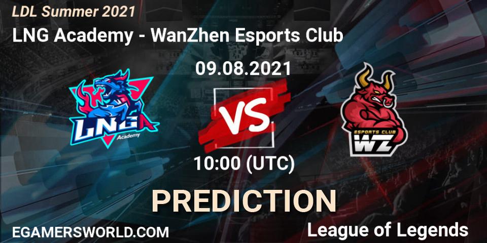 Prognose für das Spiel LNG Academy VS WanZhen Esports Club. 09.08.2021 at 10:10. LoL - LDL Summer 2021