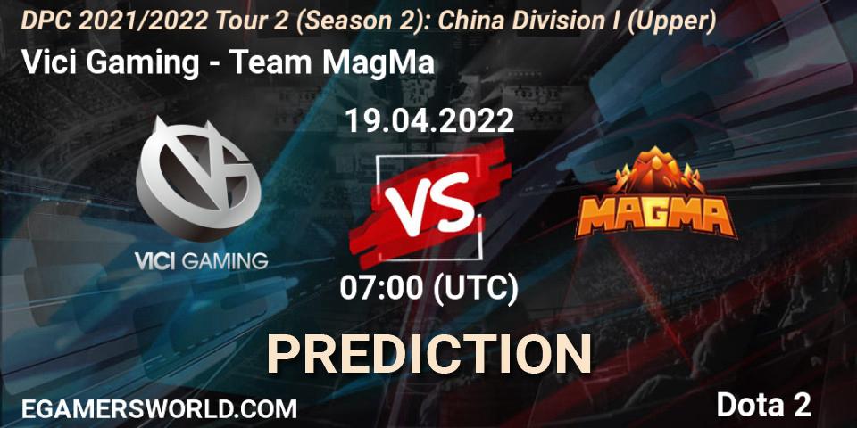 Prognose für das Spiel Vici Gaming VS Team MagMa. 19.04.22. Dota 2 - DPC 2021/2022 Tour 2 (Season 2): China Division I (Upper)