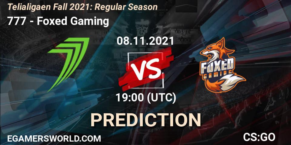 Prognose für das Spiel 777 VS Foxed Gaming. 08.11.2021 at 19:00. Counter-Strike (CS2) - Telialigaen Fall 2021: Regular Season