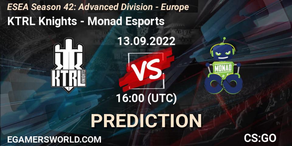 Prognose für das Spiel KTRL Knights VS Monad Esports. 13.09.22. CS2 (CS:GO) - ESEA Season 42: Advanced Division - Europe
