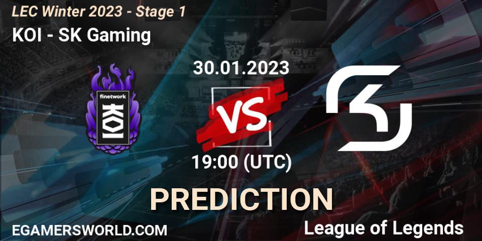 Prognose für das Spiel KOI VS SK Gaming. 30.01.23. LoL - LEC Winter 2023 - Stage 1