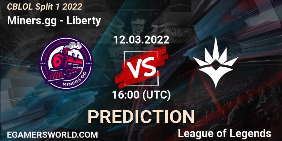 Prognose für das Spiel Miners.gg VS Liberty. 12.03.2022 at 16:00. LoL - CBLOL Split 1 2022