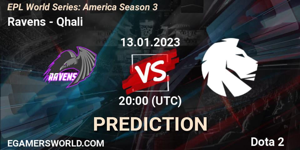 Prognose für das Spiel Ravens VS Qhali. 13.01.23. Dota 2 - EPL World Series: America Season 3