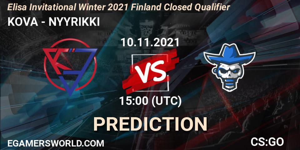 Prognose für das Spiel KOVA VS NYYRIKKI. 10.11.21. CS2 (CS:GO) - Elisa Invitational Winter 2021 Finland Closed Qualifier