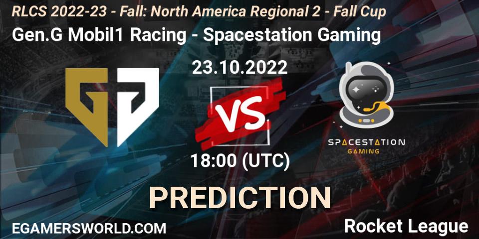 Prognose für das Spiel Gen.G Mobil1 Racing VS Spacestation Gaming. 23.10.22. Rocket League - RLCS 2022-23 - Fall: North America Regional 2 - Fall Cup