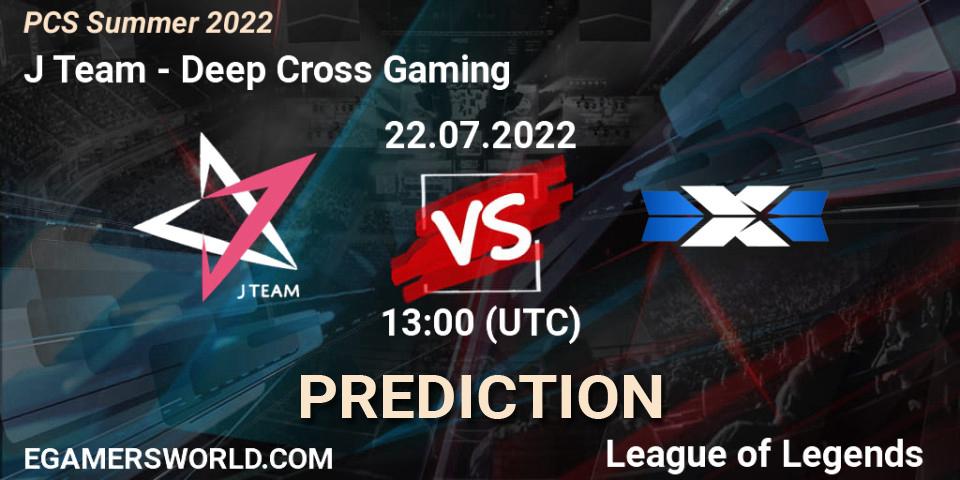 Prognose für das Spiel J Team VS Deep Cross Gaming. 22.07.22. LoL - PCS Summer 2022