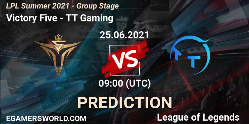 Prognose für das Spiel Victory Five VS TT Gaming. 25.06.21. LoL - LPL Summer 2021 - Group Stage