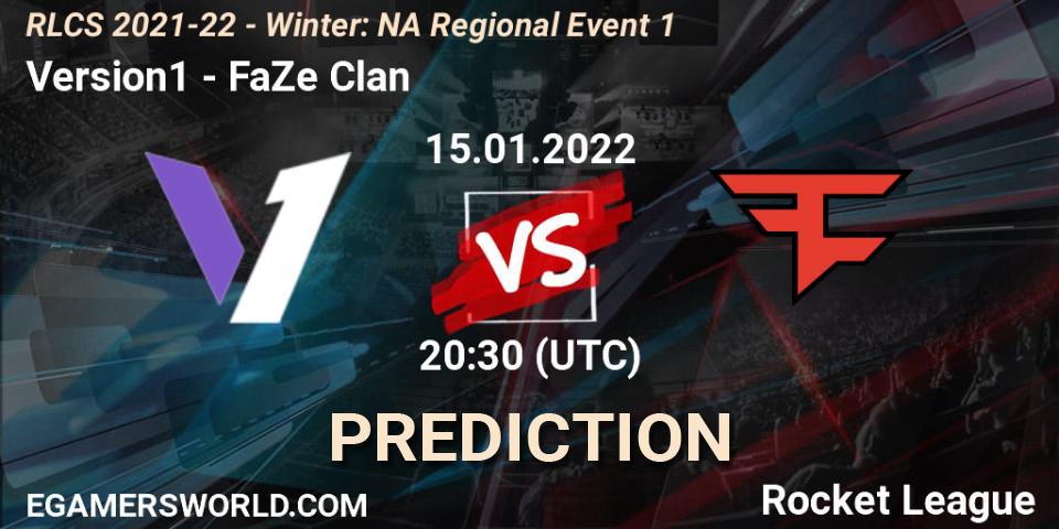 Prognose für das Spiel Version1 VS FaZe Clan. 15.01.22. Rocket League - RLCS 2021-22 - Winter: NA Regional Event 1