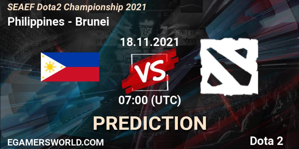 Prognose für das Spiel Philippines VS Brunei. 18.11.2021 at 06:54. Dota 2 - SEAEF Dota2 Championship 2021