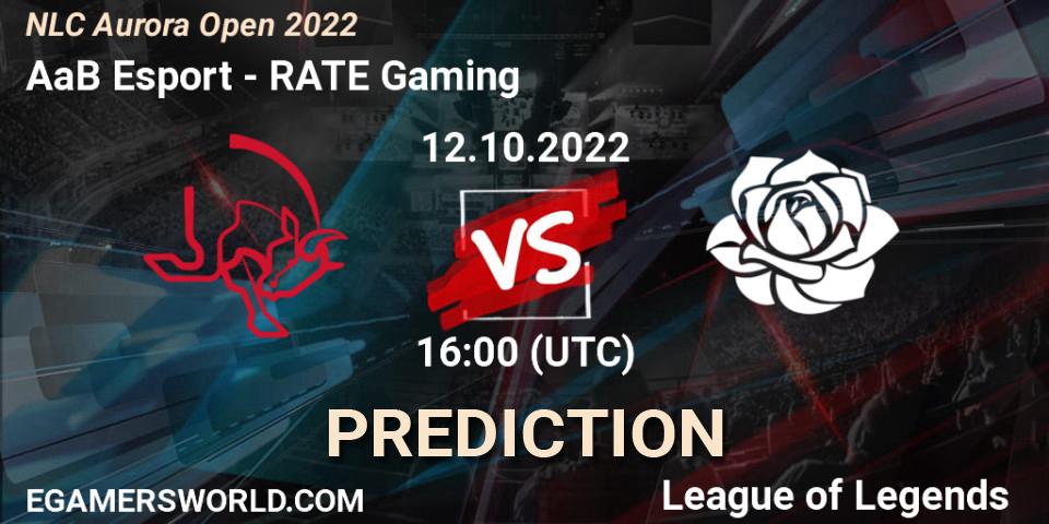 Prognose für das Spiel AaB Esport VS RATE Gaming. 12.10.2022 at 16:00. LoL - NLC Aurora Open 2022