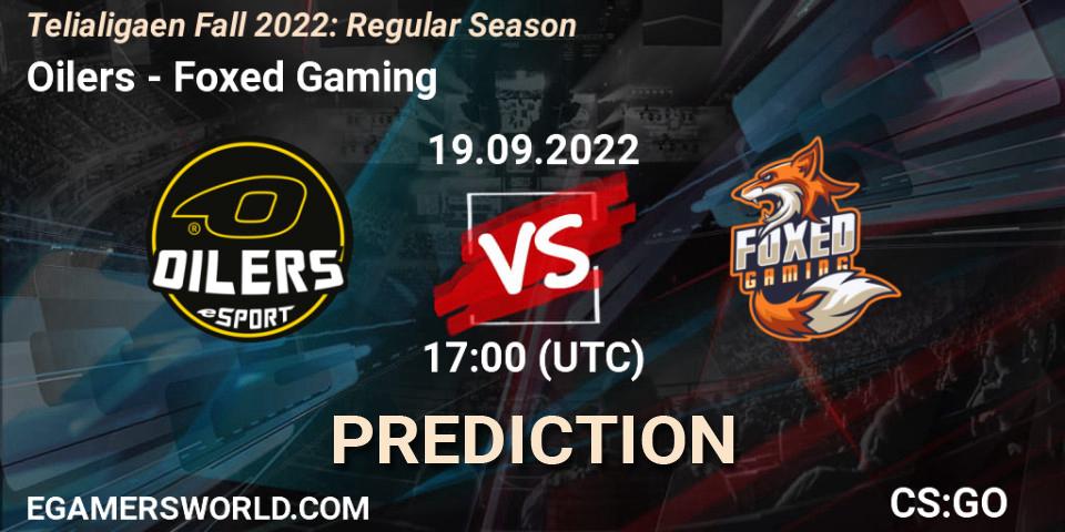 Prognose für das Spiel Oilers VS Foxed Gaming. 19.09.2022 at 17:00. Counter-Strike (CS2) - Telialigaen Fall 2022: Regular Season