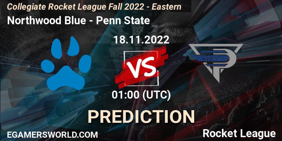 Prognose für das Spiel Northwood Blue VS Penn State. 18.11.2022 at 02:00. Rocket League - Collegiate Rocket League Fall 2022 - Eastern