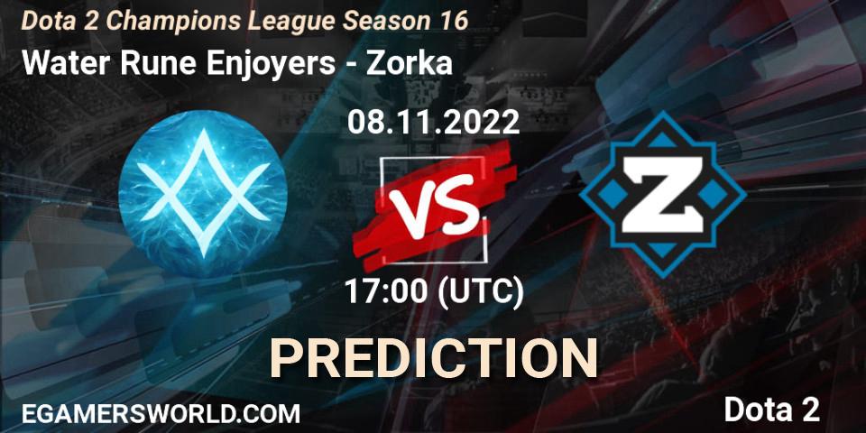Prognose für das Spiel Water Rune Enjoyers VS Zorka. 08.11.22. Dota 2 - Dota 2 Champions League Season 16