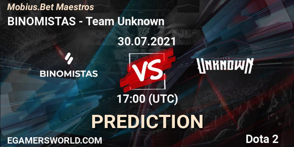 Prognose für das Spiel BINOMISTAS VS Team Unknown. 30.07.21. Dota 2 - Mobius.Bet Maestros