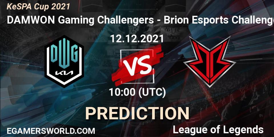 Prognose für das Spiel DAMWON Gaming Challengers VS Brion Esports Challengers. 12.12.2021 at 08:00. LoL - KeSPA Cup 2021