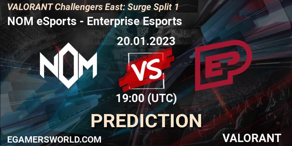 Prognose für das Spiel NOM eSports VS Enterprise Esports. 20.01.23. VALORANT - VALORANT Challengers 2023 East: Surge Split 1