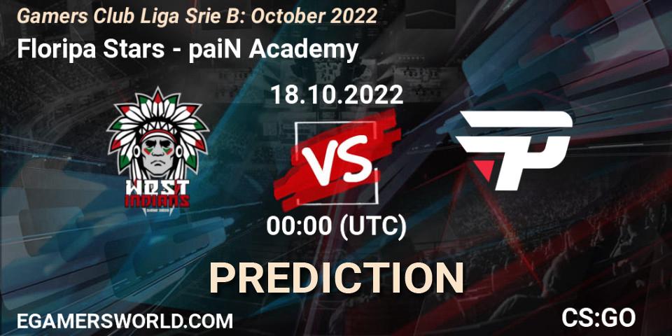 Prognose für das Spiel Floripa Stars VS paiN Academy. 18.10.2022 at 00:00. Counter-Strike (CS2) - Gamers Club Liga Série B: October 2022