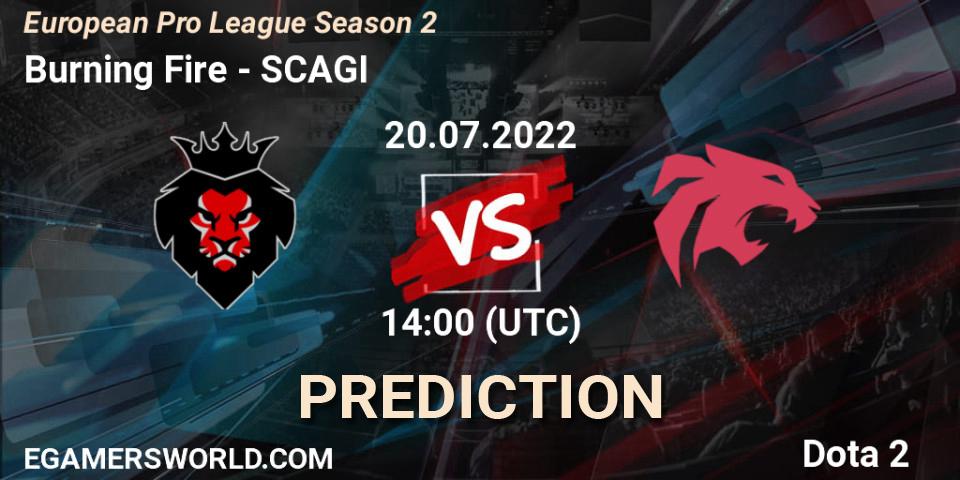 Prognose für das Spiel Burning Fire VS SCAGI. 20.07.2022 at 14:06. Dota 2 - European Pro League Season 2