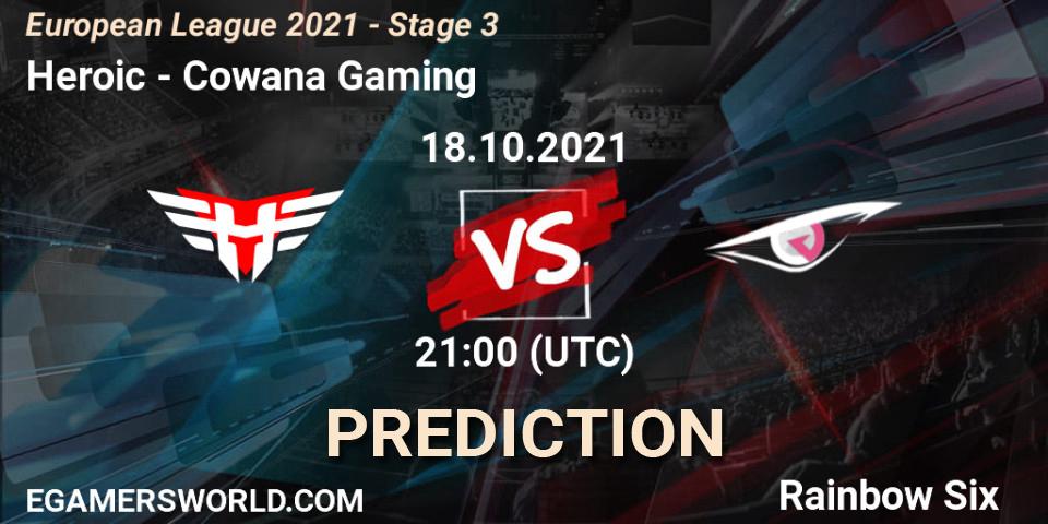 Prognose für das Spiel Heroic VS Cowana Gaming. 21.10.21. Rainbow Six - European League 2021 - Stage 3
