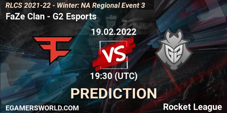 Prognose für das Spiel FaZe Clan VS G2 Esports. 19.02.2022 at 19:15. Rocket League - RLCS 2021-22 - Winter: NA Regional Event 3