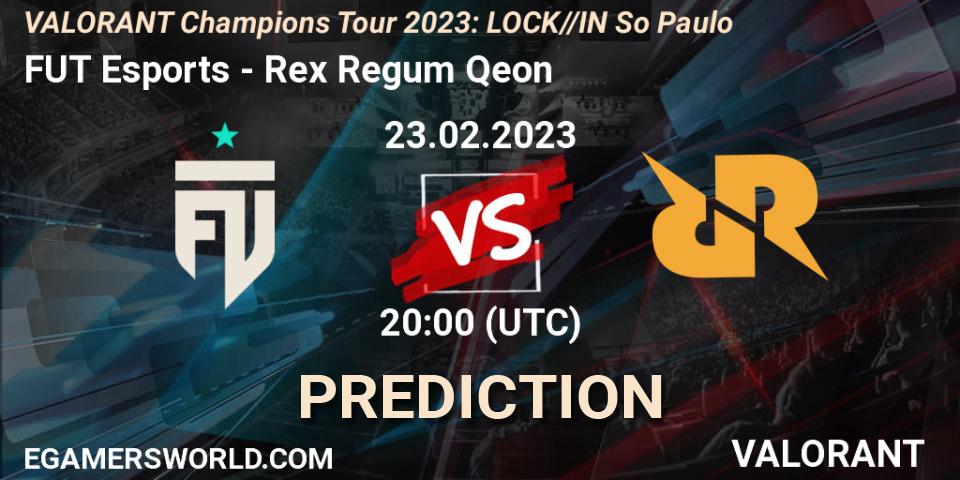 Prognose für das Spiel FUT Esports VS Rex Regum Qeon. 23.02.23. VALORANT - VALORANT Champions Tour 2023: LOCK//IN São Paulo