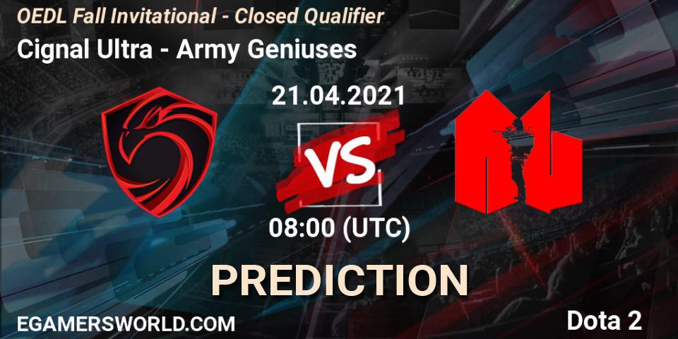 Prognose für das Spiel Cignal Ultra VS Army Geniuses. 21.04.21. Dota 2 - OEDL Fall Invitational - Closed Qualifier
