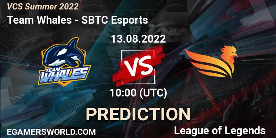 Prognose für das Spiel Team Whales VS SBTC Esports. 13.08.22. LoL - VCS Summer 2022