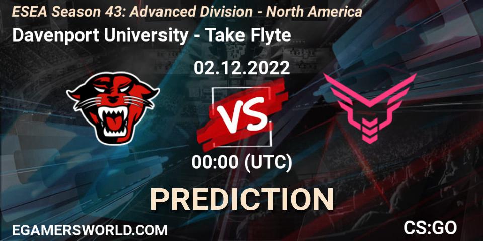 Prognose für das Spiel Davenport University VS Take Flyte. 02.12.22. CS2 (CS:GO) - ESEA Season 43: Advanced Division - North America