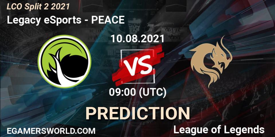 Prognose für das Spiel Legacy eSports VS PEACE. 10.08.21. LoL - LCO Split 2 2021