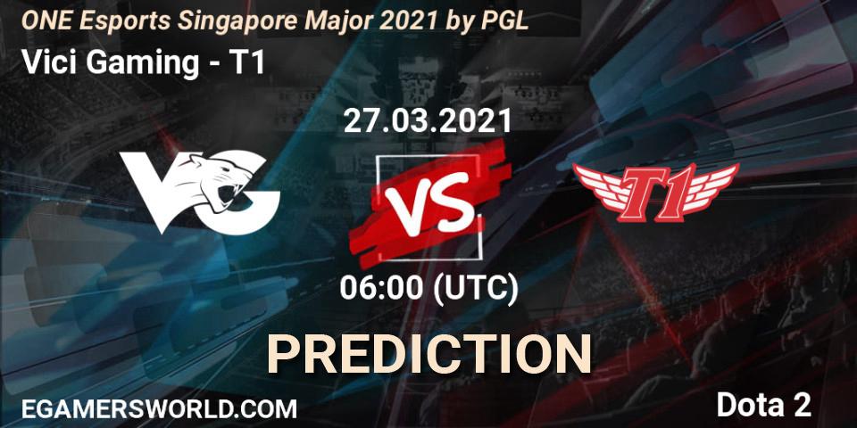 Prognose für das Spiel Vici Gaming VS T1. 27.03.2021 at 07:18. Dota 2 - ONE Esports Singapore Major 2021