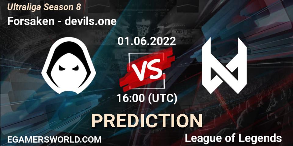 Prognose für das Spiel Forsaken VS devils.one. 01.06.2022 at 16:00. LoL - Ultraliga Season 8