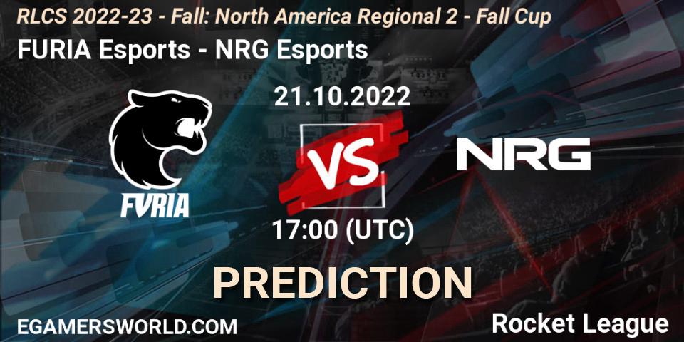 Prognose für das Spiel FURIA Esports VS NRG Esports. 21.10.2022 at 17:00. Rocket League - RLCS 2022-23 - Fall: North America Regional 2 - Fall Cup
