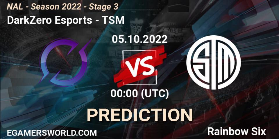 Prognose für das Spiel DarkZero Esports VS TSM. 05.10.22. Rainbow Six - NAL - Season 2022 - Stage 3