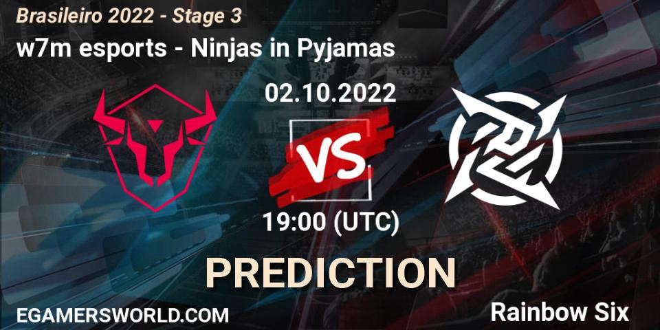 Prognose für das Spiel w7m esports VS Ninjas in Pyjamas. 02.10.22. Rainbow Six - Brasileirão 2022 - Stage 3