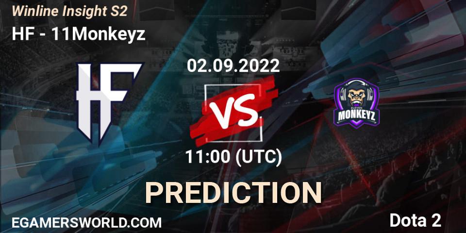 Prognose für das Spiel HF VS 11Monkeyz. 02.09.2022 at 11:00. Dota 2 - Winline Insight S2