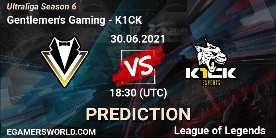 Prognose für das Spiel Gentlemen's Gaming VS K1CK. 30.06.21. LoL - Ultraliga Season 6