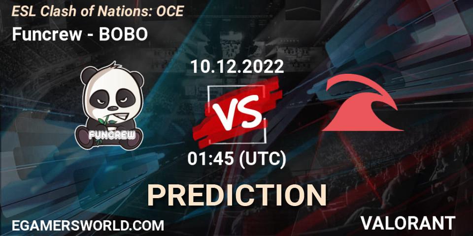 Prognose für das Spiel Funcrew VS BOBO. 10.12.22. VALORANT - ESL Clash of Nations: OCE