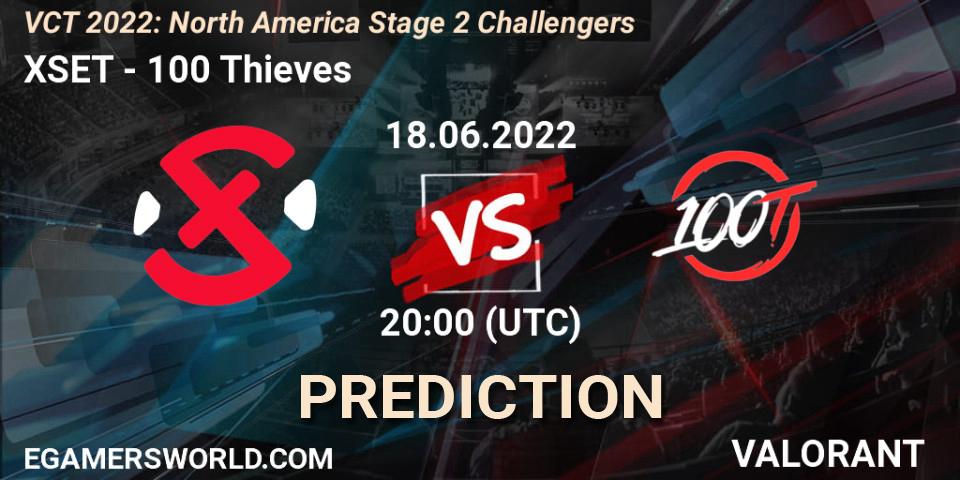Prognose für das Spiel XSET VS 100 Thieves. 18.06.22. VALORANT - VCT 2022: North America Stage 2 Challengers